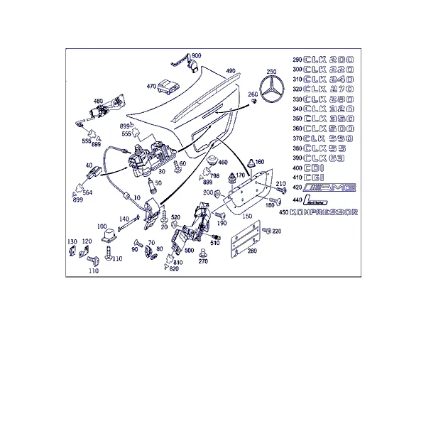ЗАМОК-ЗАЩЕЛКА КРЫШКИ БАГАЖНИКА, НАВЕСН. ДЕТАЛИ КРЫШКИ БАГАЖНИКА