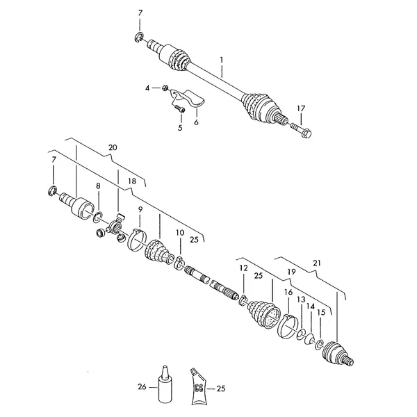 Приводной вал для 6-ступенчатой АКП