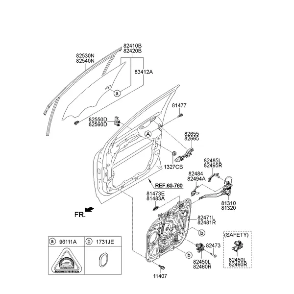 FRONT DOOR WINDOW REGULATOR & GLASS