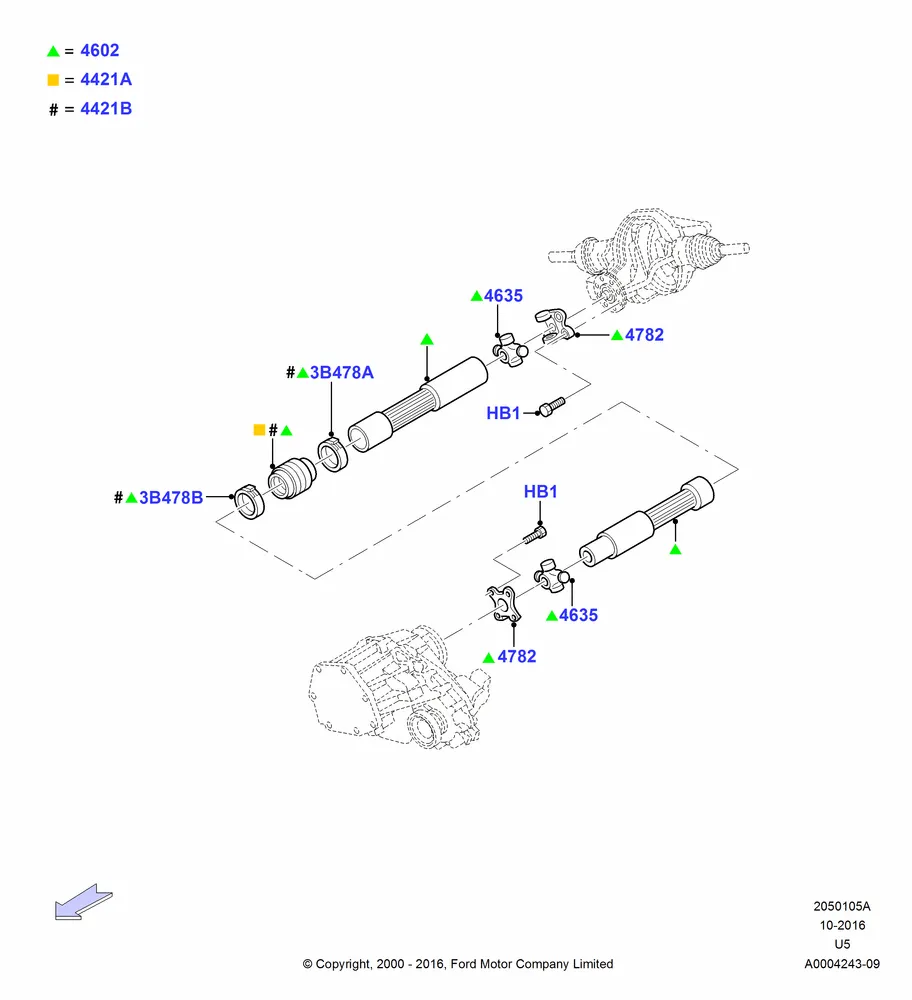 05A - Drive Shaft - Rear Axle Drive, LHD 4WD (FTD), LHD 4WD (Part Time Drive); 13/NOV/2000-16/DEC/2010