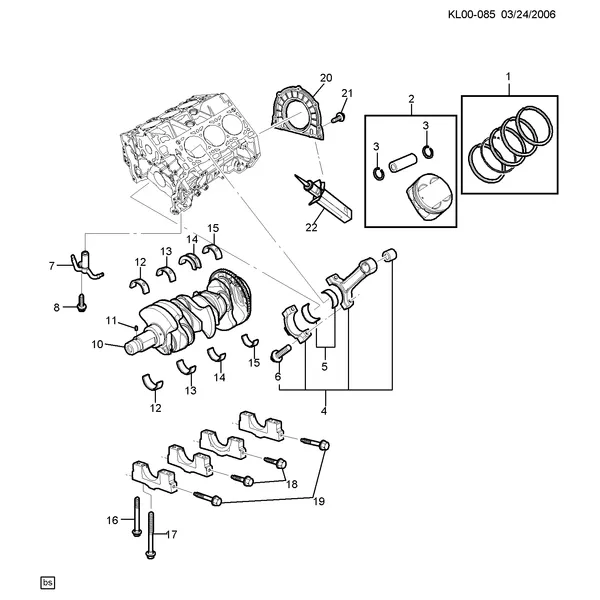 ДВИГ. СБ. 3.2 Л V6 PART 2 КОЛЕНВАЛ И ПОРШЕНЬ (LU1/3.2G)