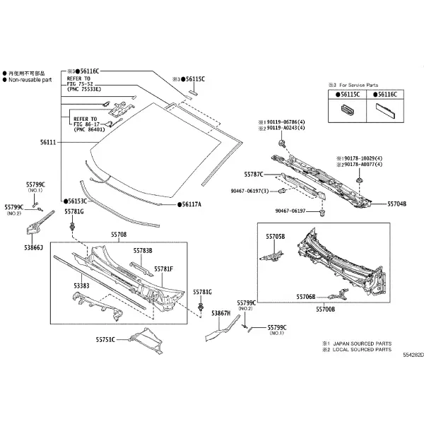 COWL PANEL & WINDSHIELD GLASS