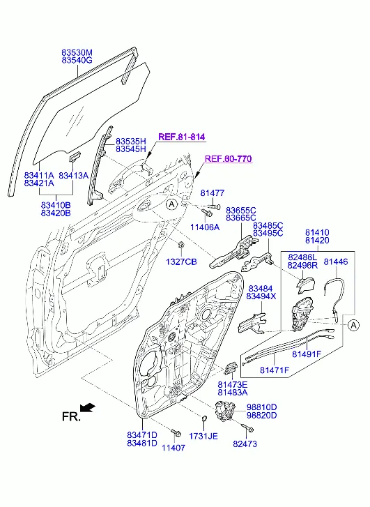 регулятор стекла и стекло задней двери
