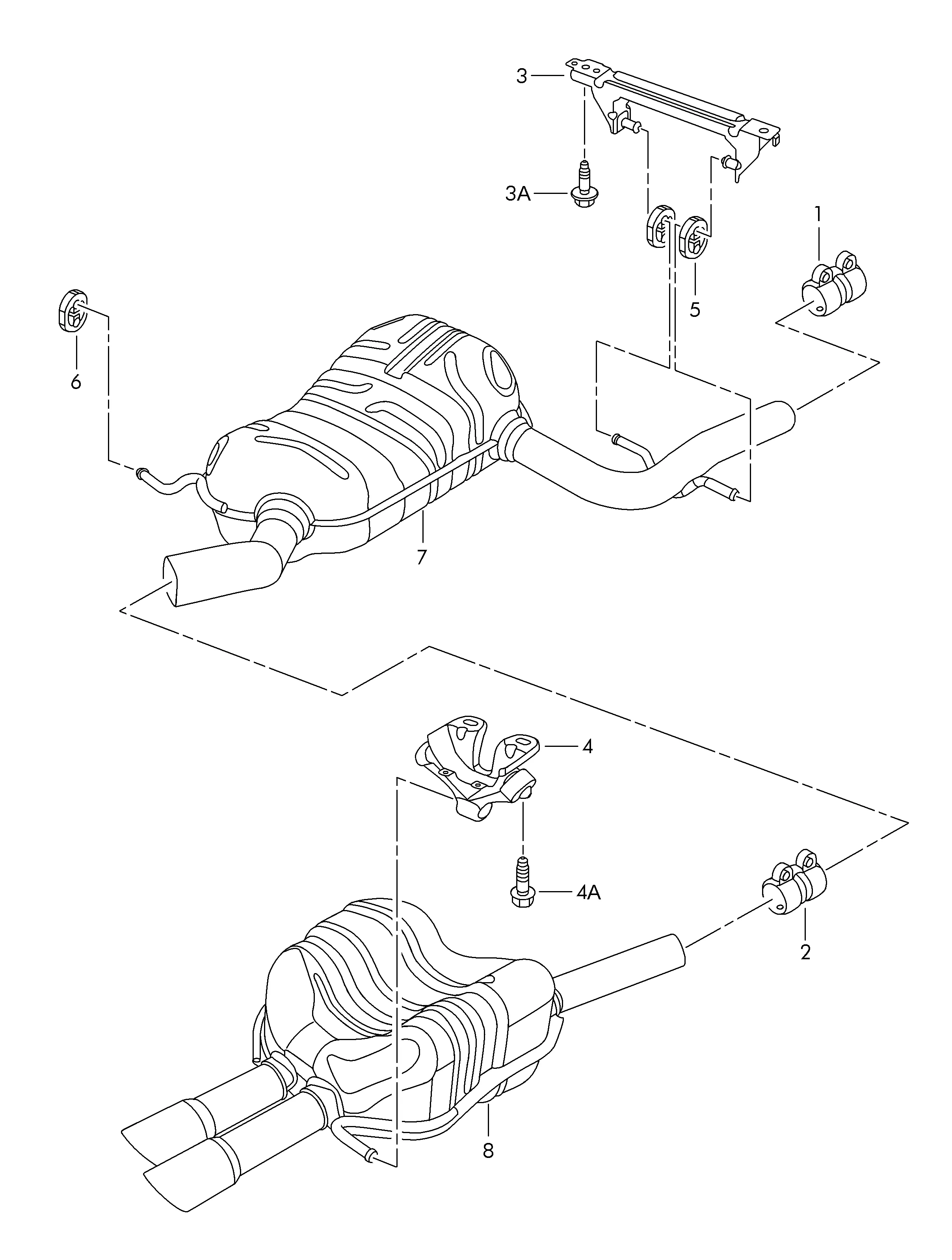 Передний глушитель Задний глушитель