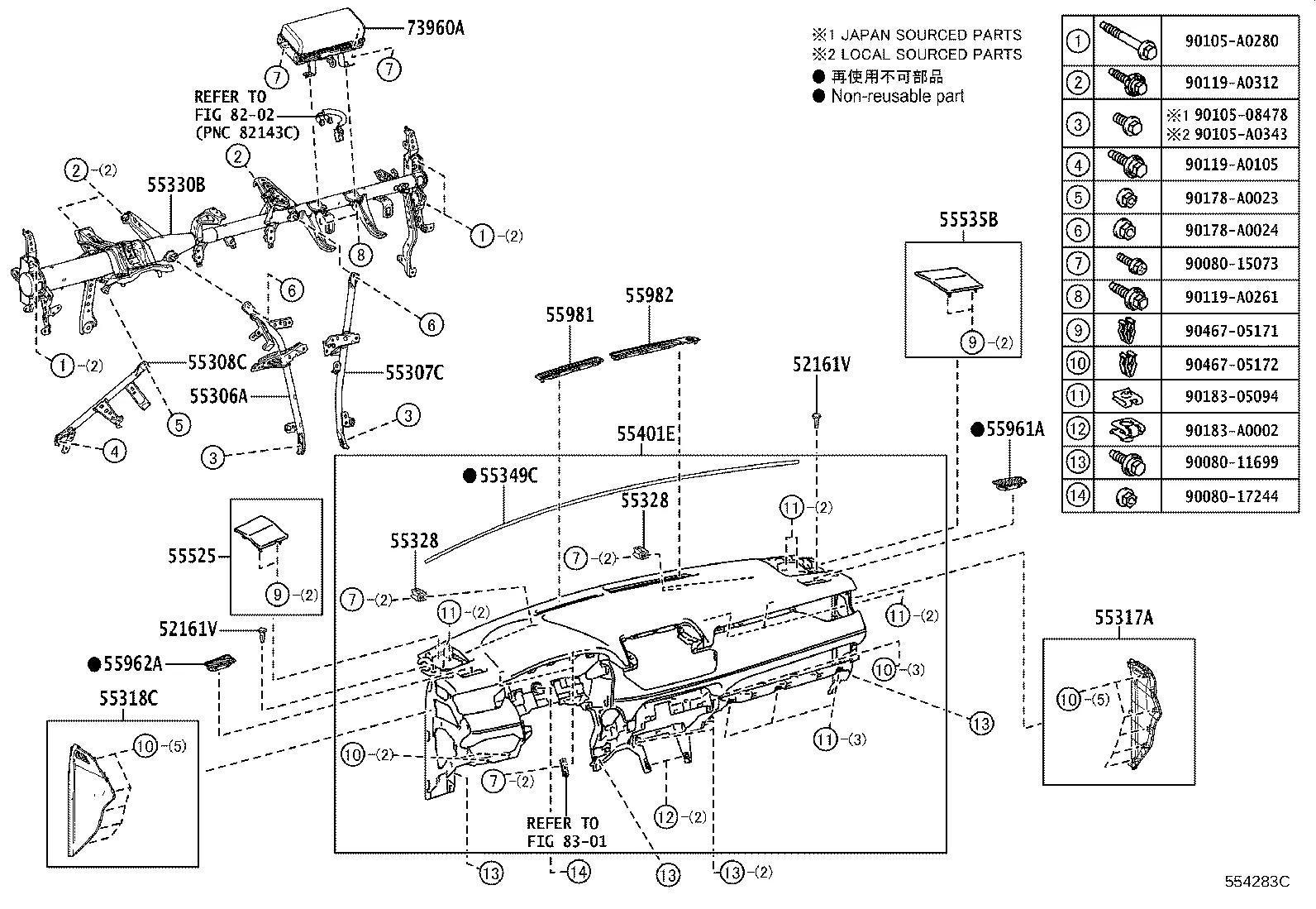 INSTRUMENT PANEL & GLOVE COMPARTMENT