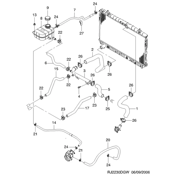 ШЛАНГ И ТРУБА РАДИАТОРА(FAM I) (2230)