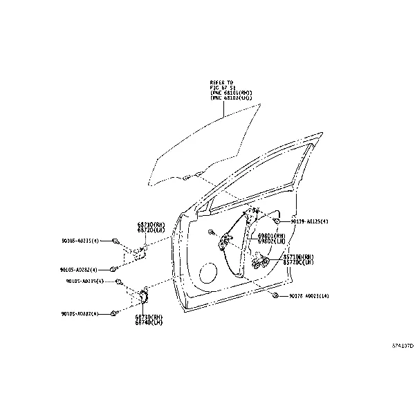 FRONT DOOR WINDOW REGULATOR & HINGE