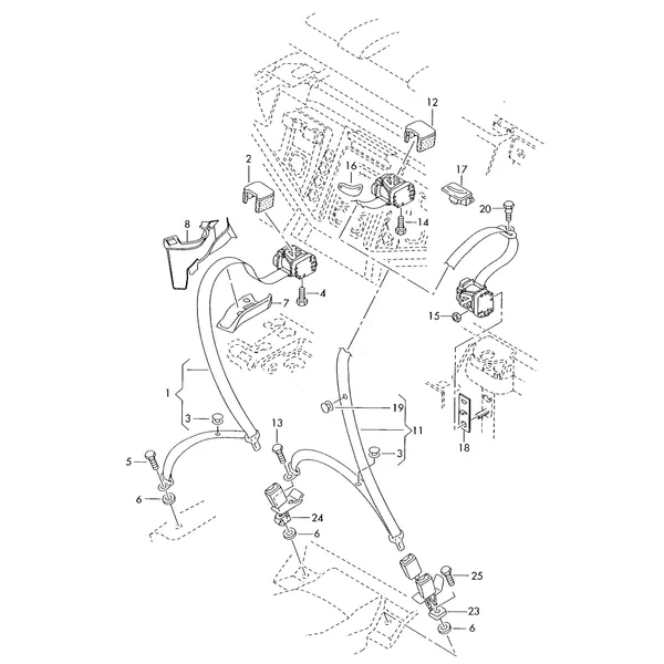 Трёхточечн. ремень безопасн. *** Внимание! Опасный груз *** Смотри руководство по ремонту