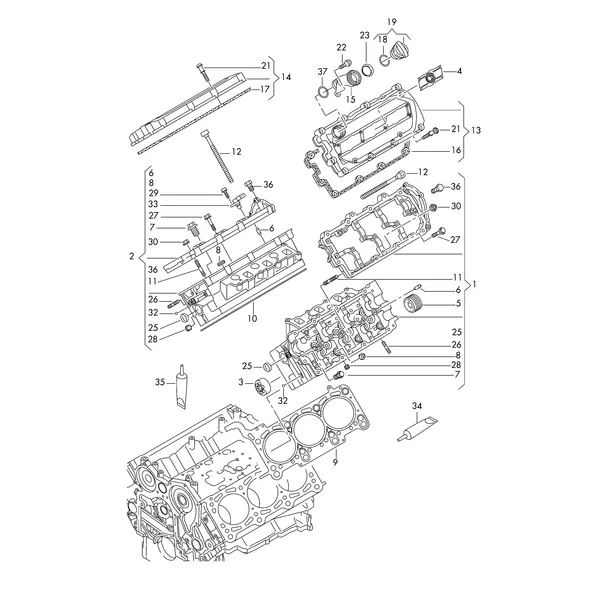 Головка блока цилиндров Клапанная крышка
