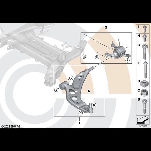 Ремкомплект поперечного рычага подвески