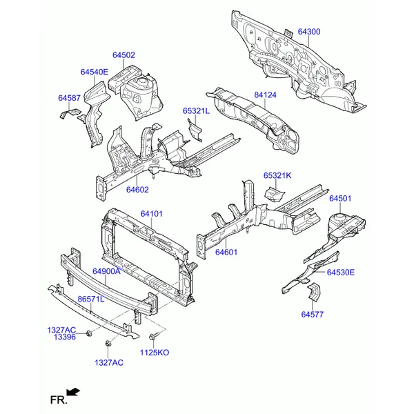 Подкрылок и панель крепления радиатора