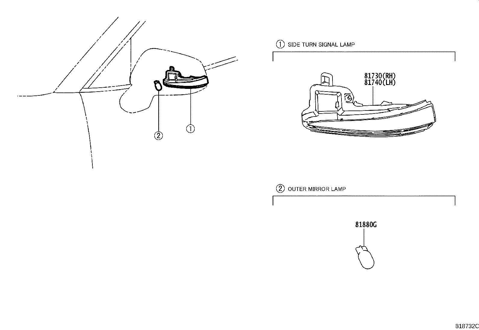 SIDE TURN SIGNAL LAMP & OUTER MIRROR LAMP