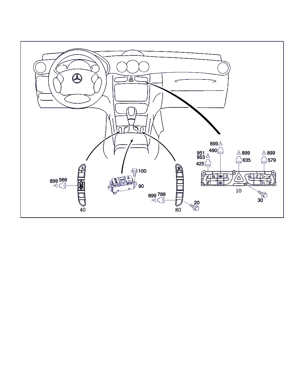 ВЫКЛЮЧАТЕЛИ В ПЕРЕДНЕЙ ПАНЕЛИ И ЦЕНТРАЛЬНОЙ КОНСОЛИ