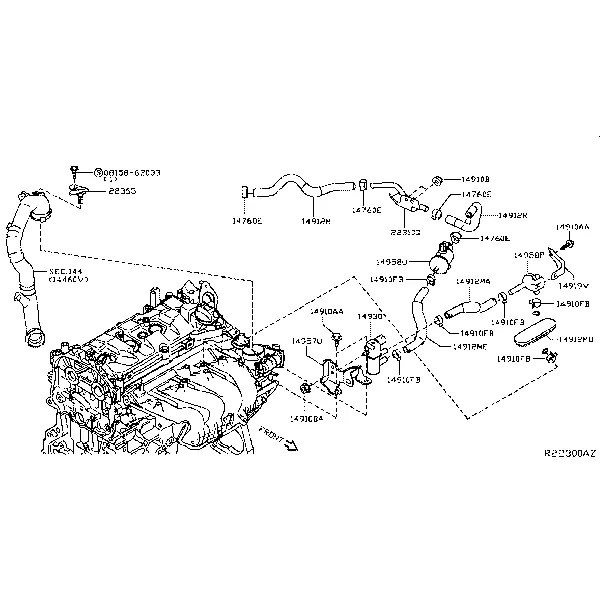 Трубопровод вакуумного устройства управления двигателем; EVAP PIPING