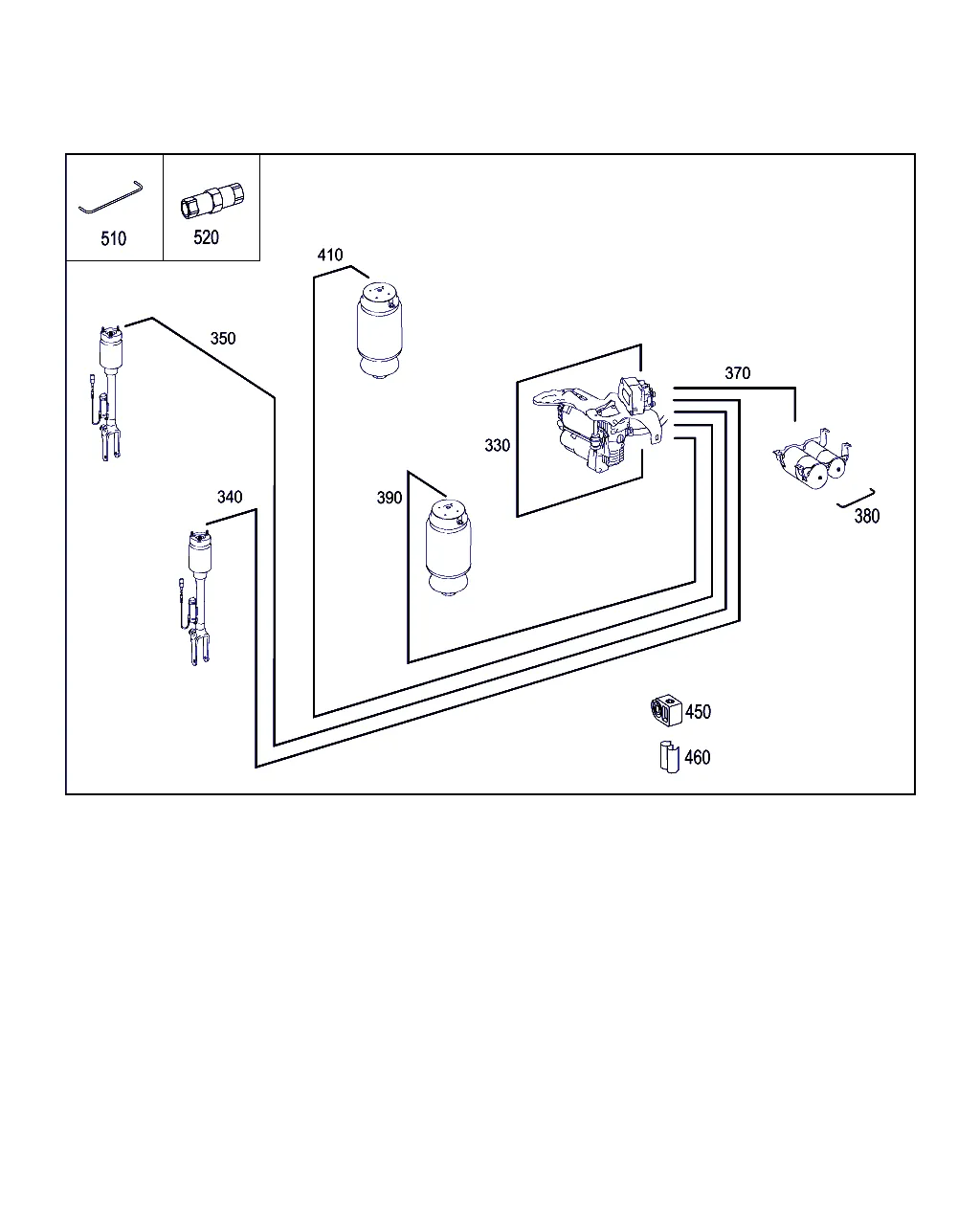 РАСПОЛОЖЕНИЕ ТРУБОПРОВОДОВ ПРИ ПНЕВМОПОДВЕСКЕ