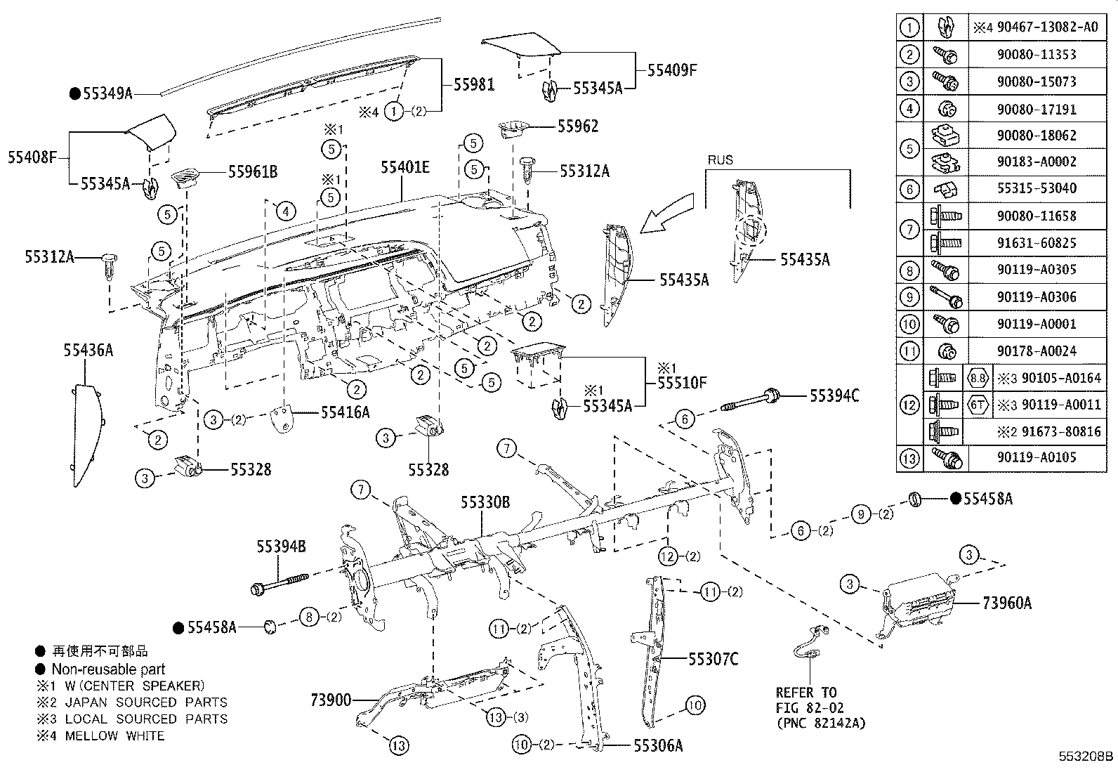 INSTRUMENT PANEL & GLOVE COMPARTMENT