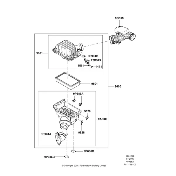 05J - Air Cleaner, 4.0L V6 12V SOHC EFI; 04/AUG/2003-16/DEC/2010