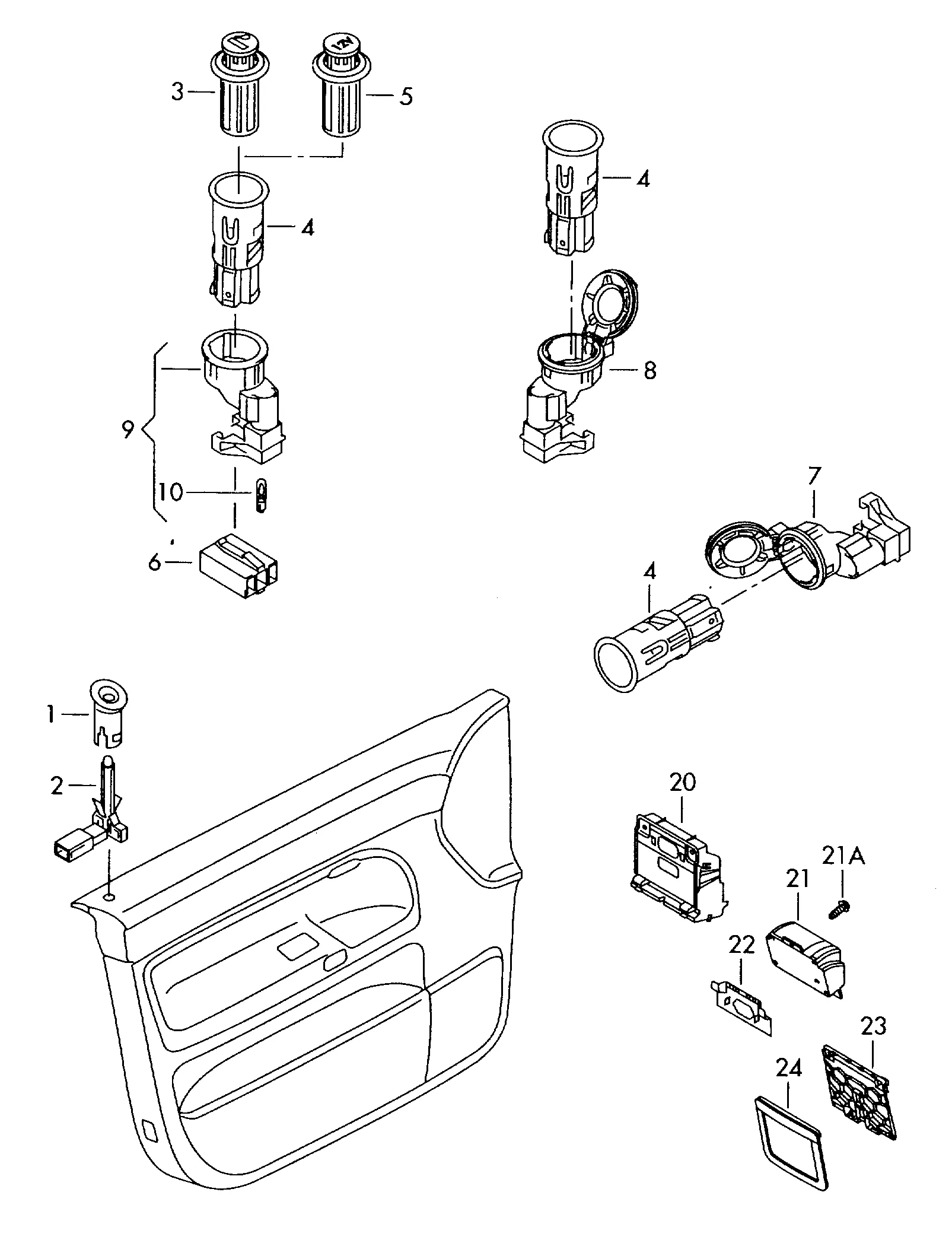 Контрольные лампы Розетка Прикуриватель