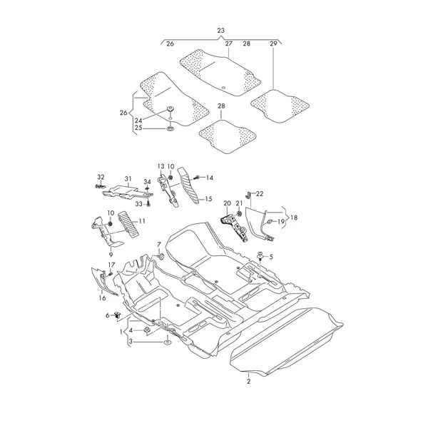 Коврики Облицовка стойки А Упор для ног Коврик Крепёжные детали