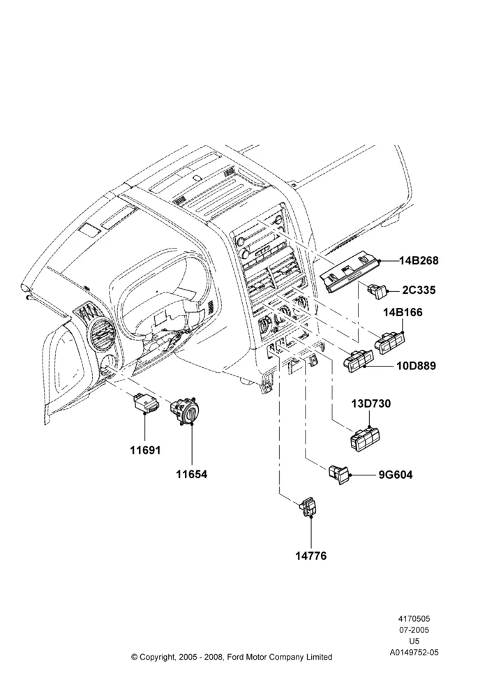 05E - Instrument Panel Related Parts, Ford Series; 19/JUL/2005-16/DEC/2010
