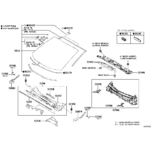 COWL PANEL & WINDSHIELD GLASS