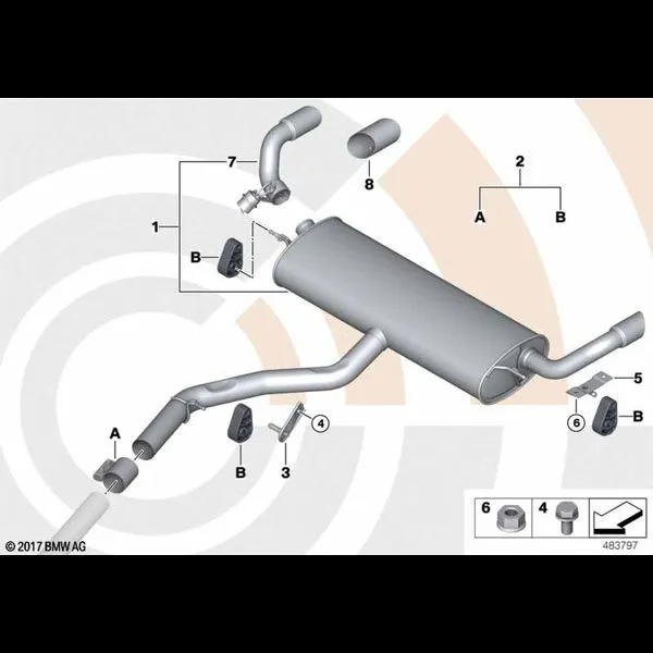 Задний глушитель и монтажный комплект