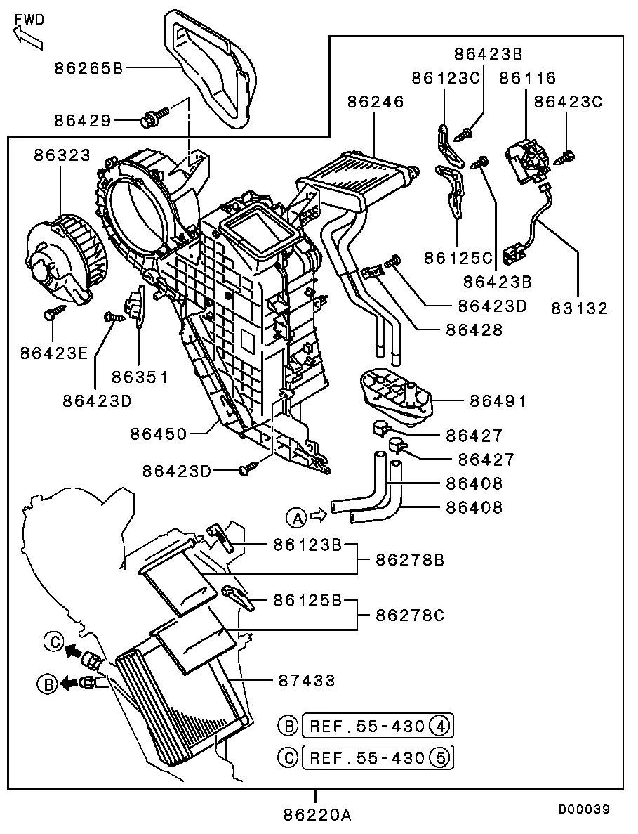ОТОПЛ., КОНДИЦ. И ВЕНТИЛЯЦИЯ - ЗАДНИЙ ОТОПИТЕЛЬ И ТРУБКИ