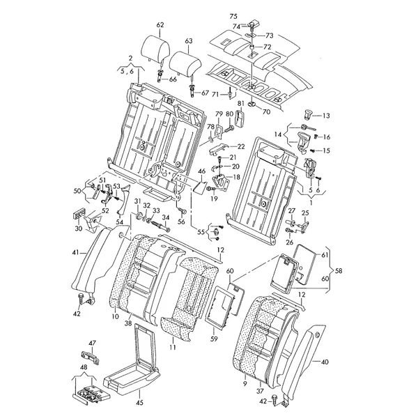 Спинка, раздельная чехлы спинок сидений Боковая защитная обивка Центральный подлокотник Подголовники Отдельные детали для а/м с детским сиденьем