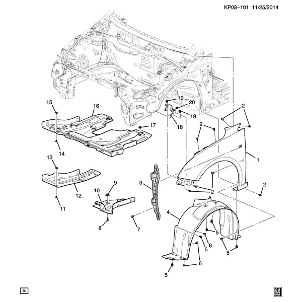 КРЫЛО И КОЛЕСНАЯ АРКА/ПЕРЕДНЯЯ ЧАСТЬ