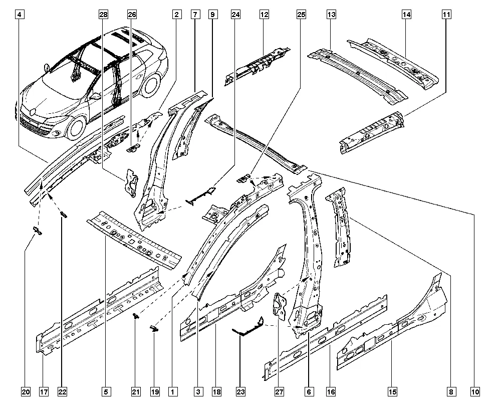 Боковины кузова и задние крылья