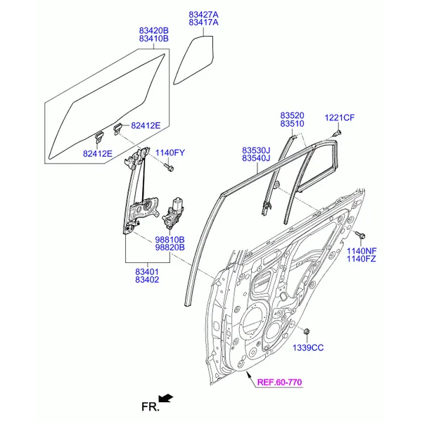 регулятор стекла и стекло задней двери