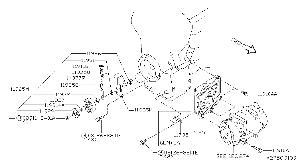 Крепления компрессора