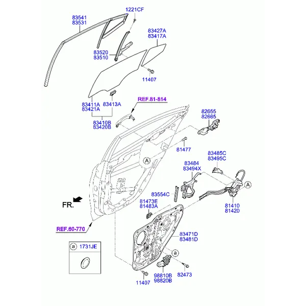 регулятор стекла и стекло задней двери