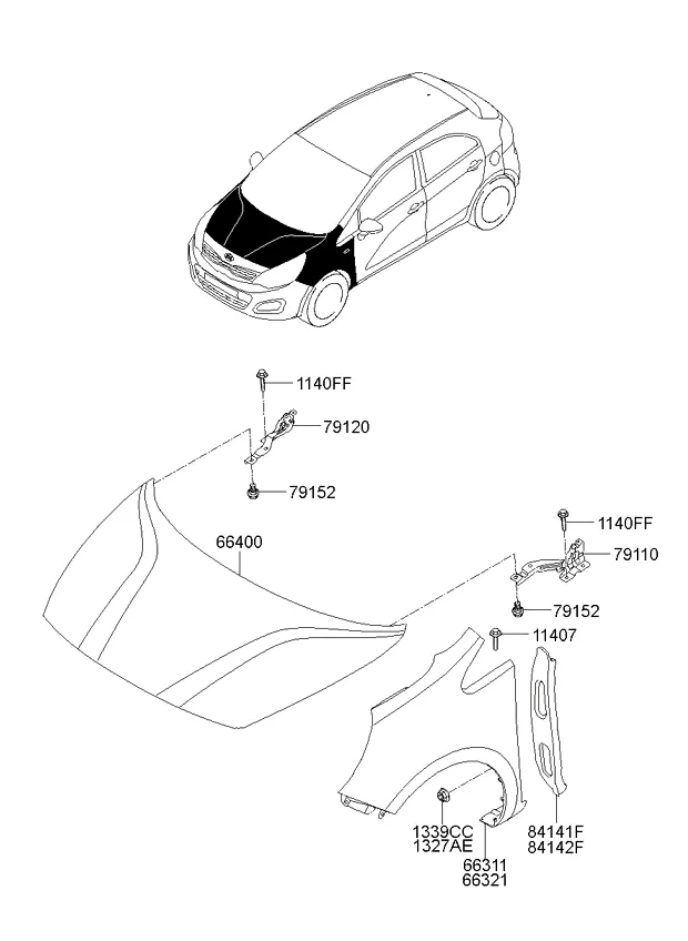 крылья и панель капота