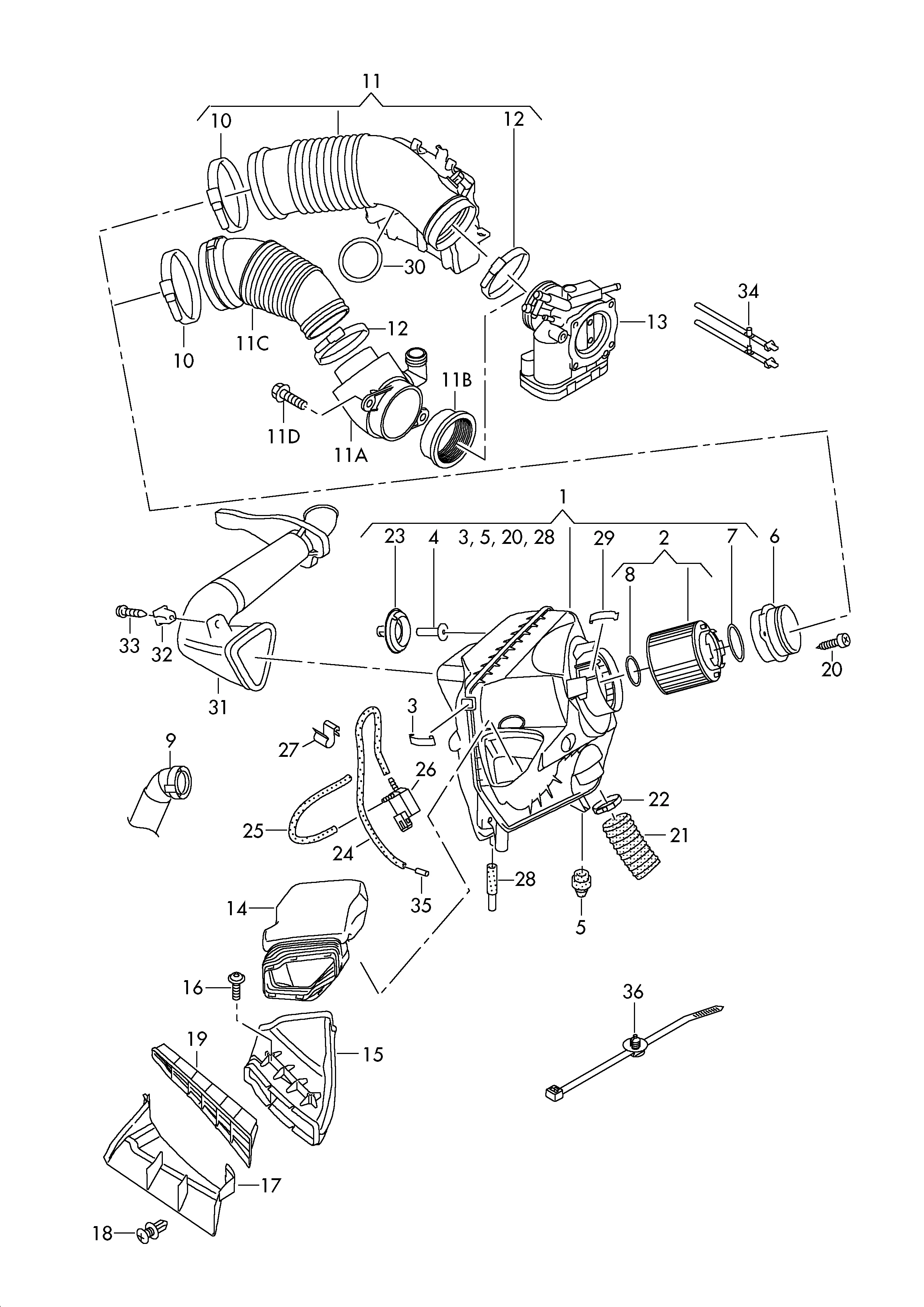 Возд. фильтр с сопутств. деталями