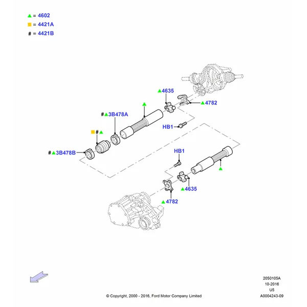 05A - Drive Shaft - Rear Axle Drive, LHD 4WD (FTD), LHD 4WD (Part Time Drive); 13/NOV/2000-16/DEC/2010