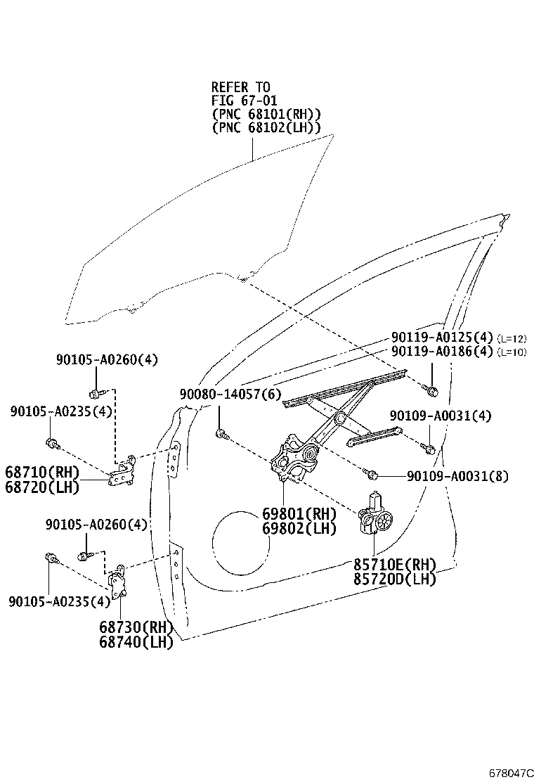 FRONT DOOR WINDOW REGULATOR & HINGE