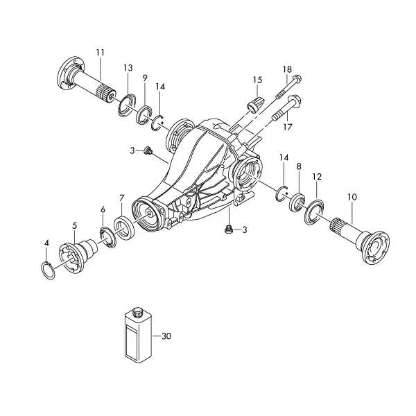 Картер задней главной передачи и вал с фланцем