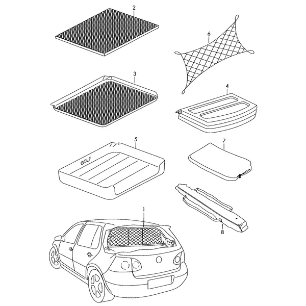 Оригинальные аксессуары Вкладыш багажного отсека Крепление груза *функция 'FI' невозможна