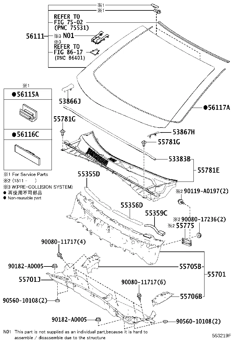 COWL PANEL & WINDSHIELD GLASS