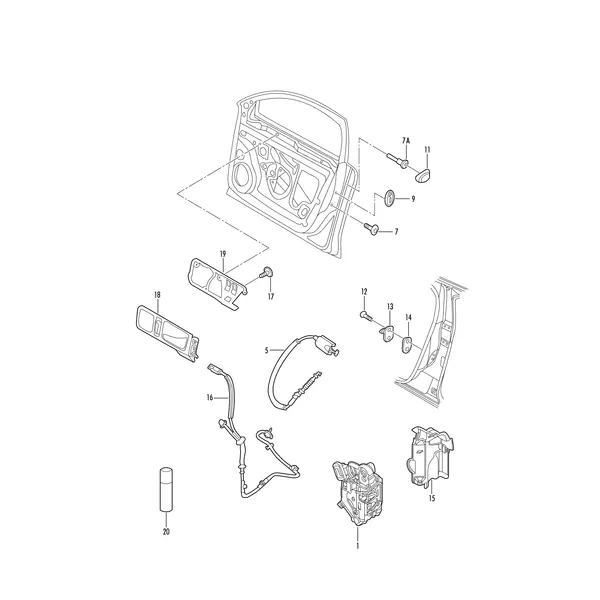 Замок двери Внутр. ручка двери