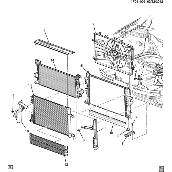 RADIATOR MOUNTING & RELATED PARTS (LUJ/1.4-9, EXC FUEL ECONOMY Y8X)