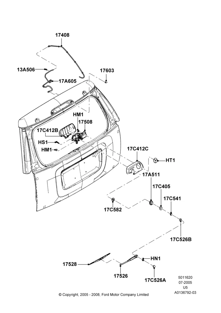 20B - Rear Window Wiper and Washer; 19/JUL/2005-16/DEC/2010