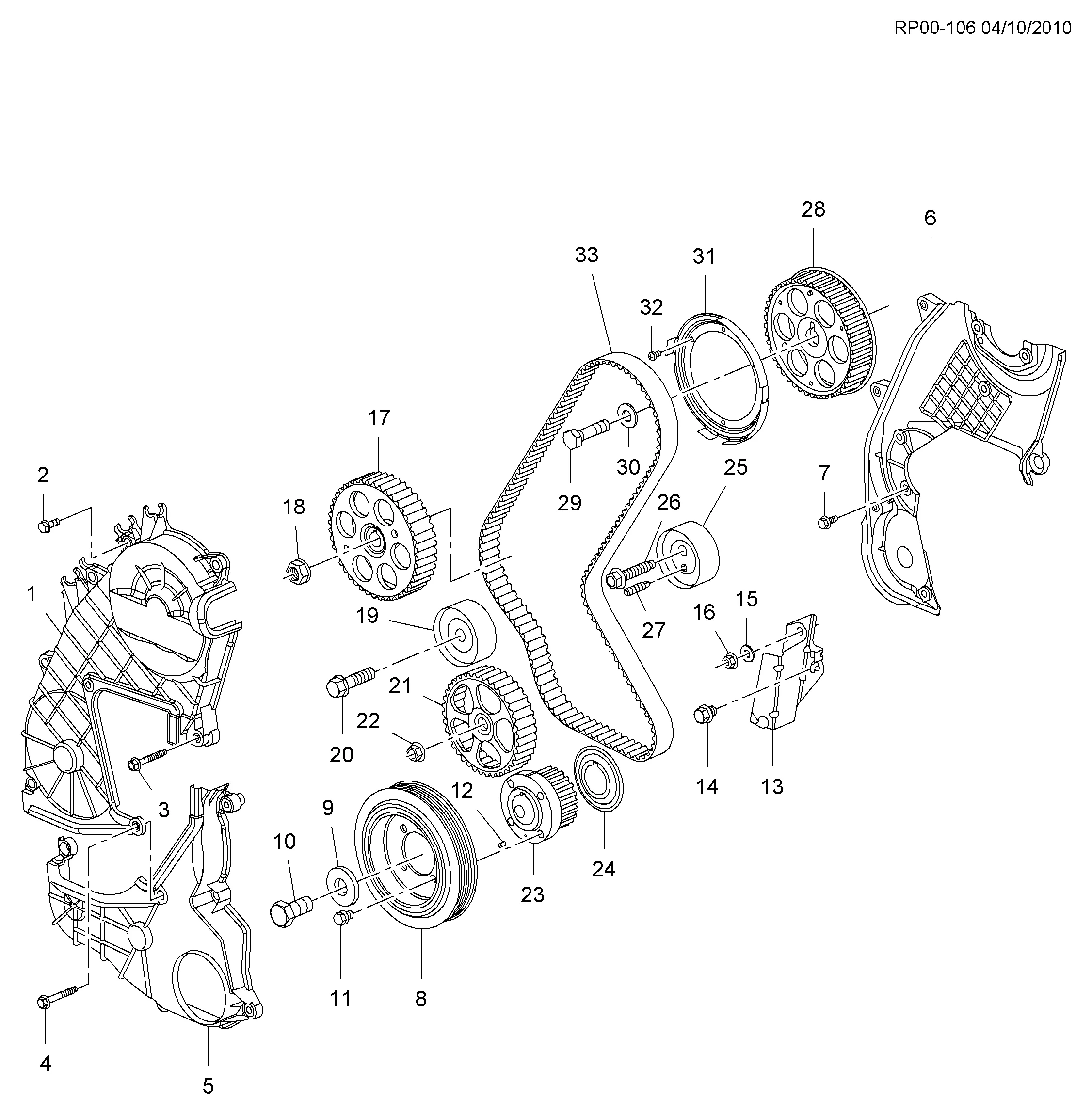 ДВИГ. СБ.-L4 PART 3 ЦЕПЬ ГАЗОРАСПРЕДЕЛЕНИЯ, ШЕСТЕРНИ И ШКИВЫ (LUD/1.7L)