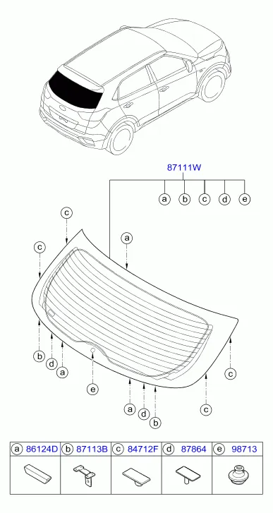 стекло заднее и молдинг