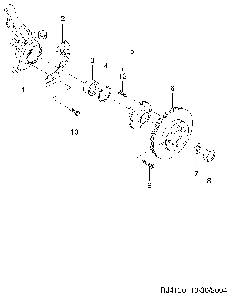 Передний поворотный кулак и ступица