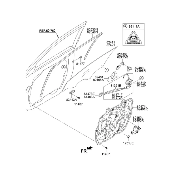 FRONT DOOR WINDOW REGULATOR & GLASS