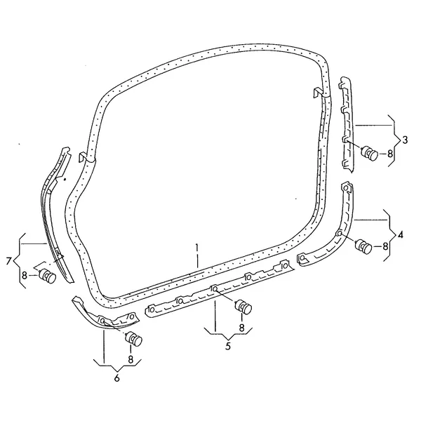 Уплотнитель двери, наружный Крепёжная планка