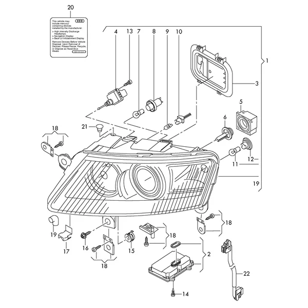 Фара для газоразрядной лампы