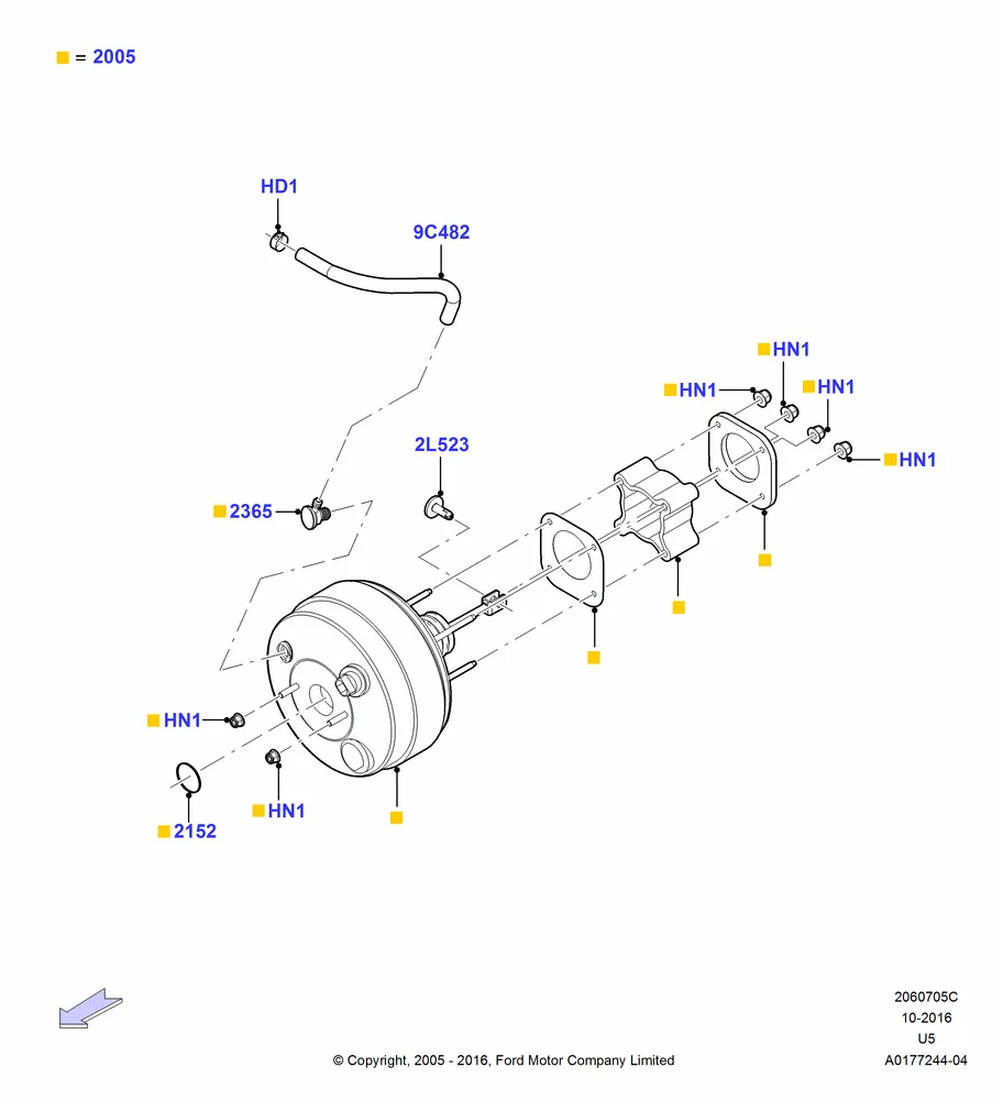 05C - Brake Booster, 4.0L V6 12V SOHC EFI; 19/JUL/2005-16/DEC/2010